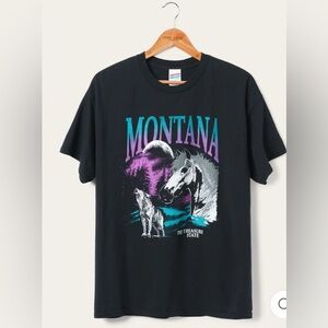 New! Junk food clothing MONTANA FLEA MARKET TEE size large black graphic tshirt
